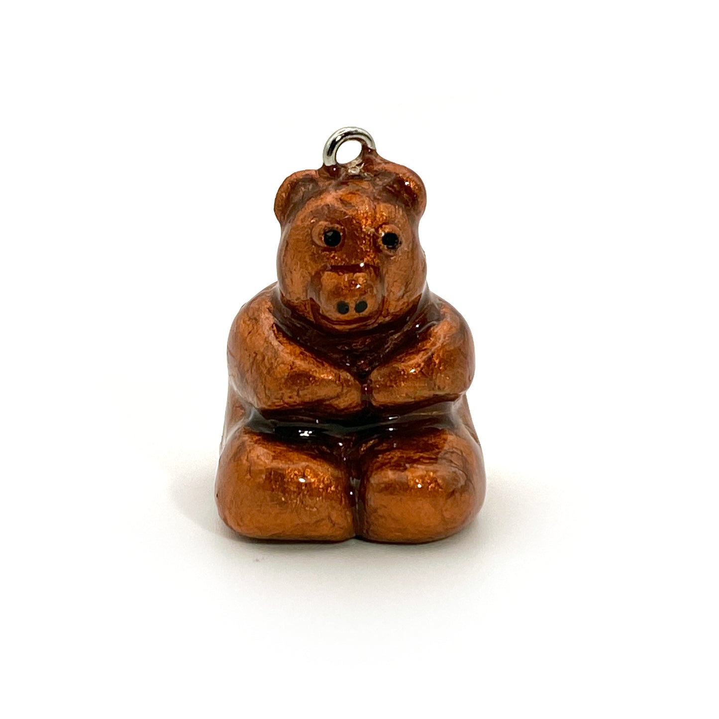 Gold Bear with Yellow Backpack Pendent Necklace, Adjustable Length, Clay Figurine Handmade by YunCraft