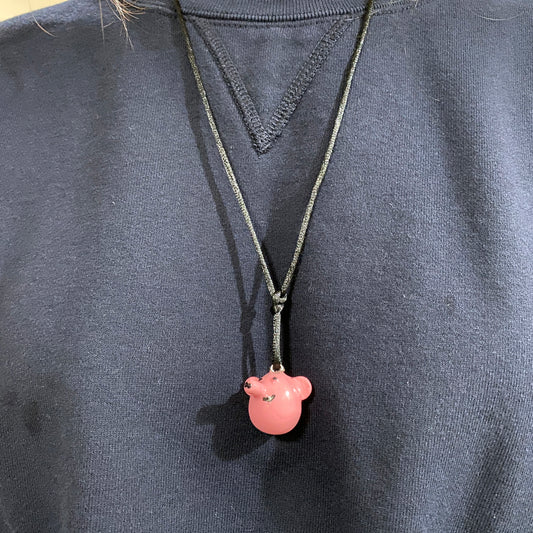 Pink Pig Necklace, Adjustable Length